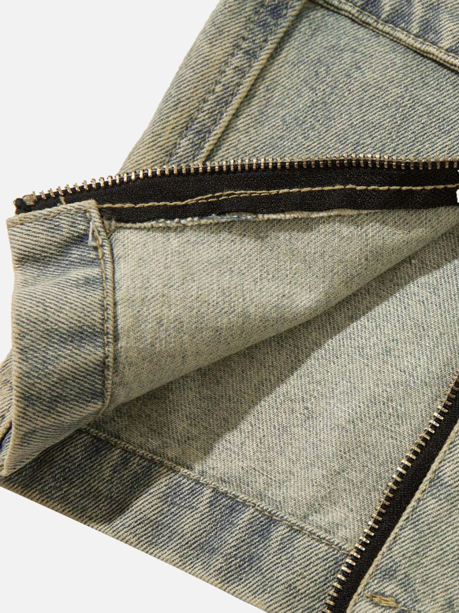 1984 American Street Trend Zipper Design Washed Jeans