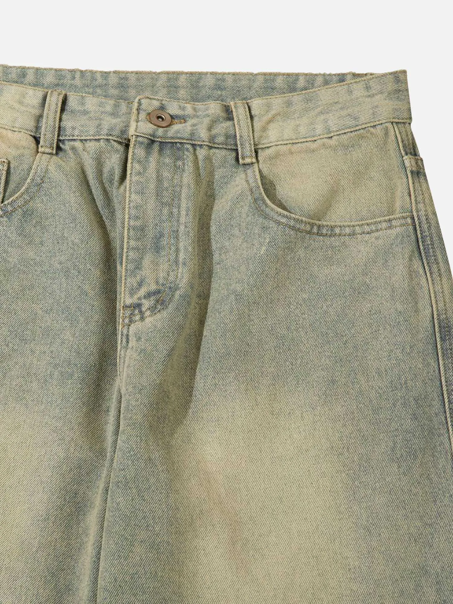 1984 American Street Trend Zipper Design Washed Jeans