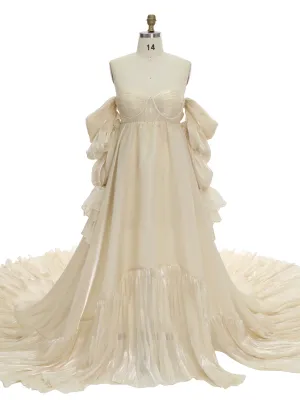 1M Train High Waist Maternity Dress for Photo Shoots Photography Props YW231009-1
