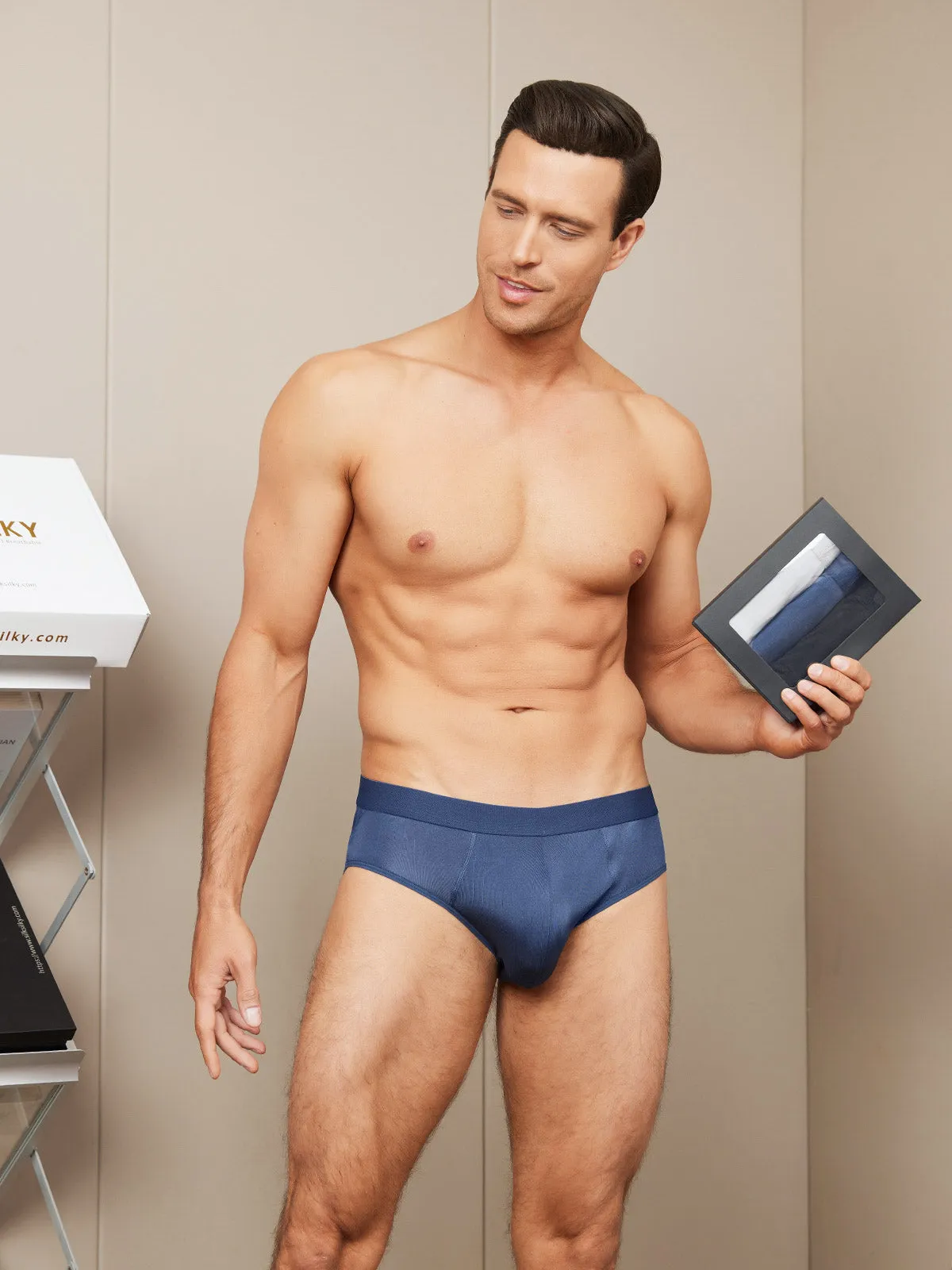 3Pcs Heren Briefs Breathable Zijde Gebreid Ondergoed