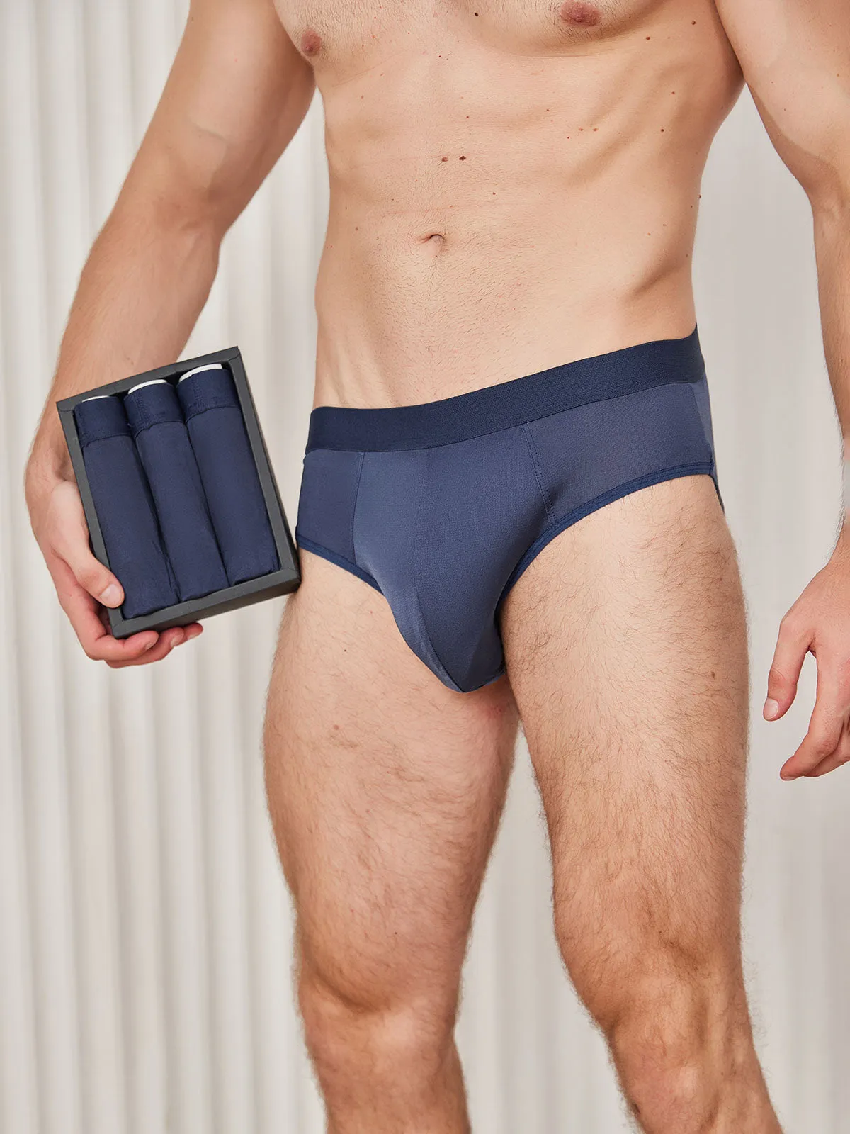 3Pcs Heren Briefs Breathable Zijde Gebreid Ondergoed