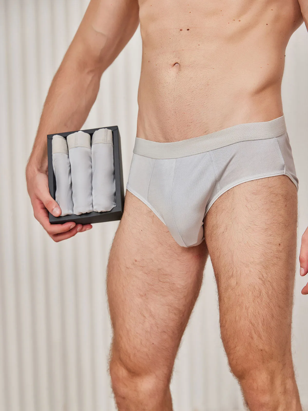 3Pcs Heren Briefs Breathable Zijde Gebreid Ondergoed