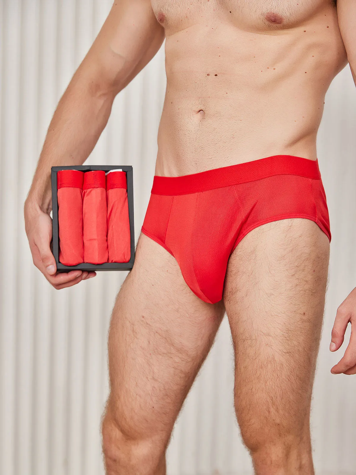 3Pcs Heren Briefs Breathable Zijde Gebreid Ondergoed