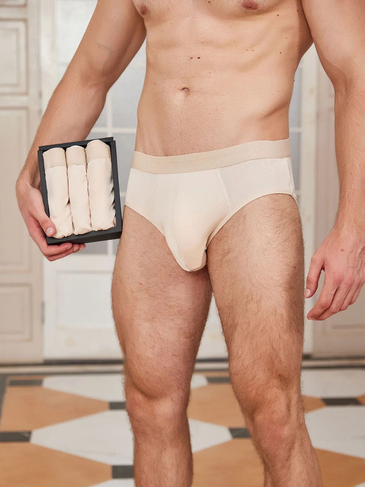 3Pcs Heren Briefs Breathable Zijde Gebreid Ondergoed