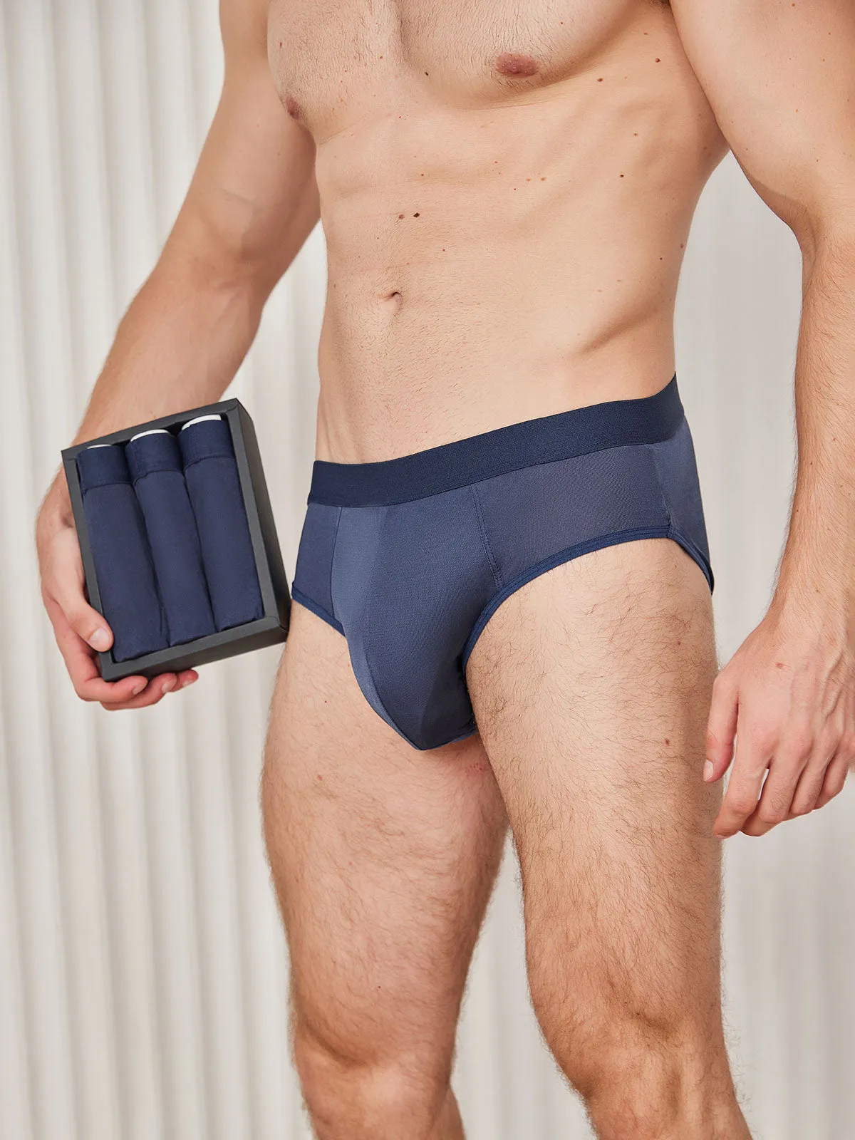 3Pcs Heren Briefs Breathable Zijde Gebreid Ondergoed