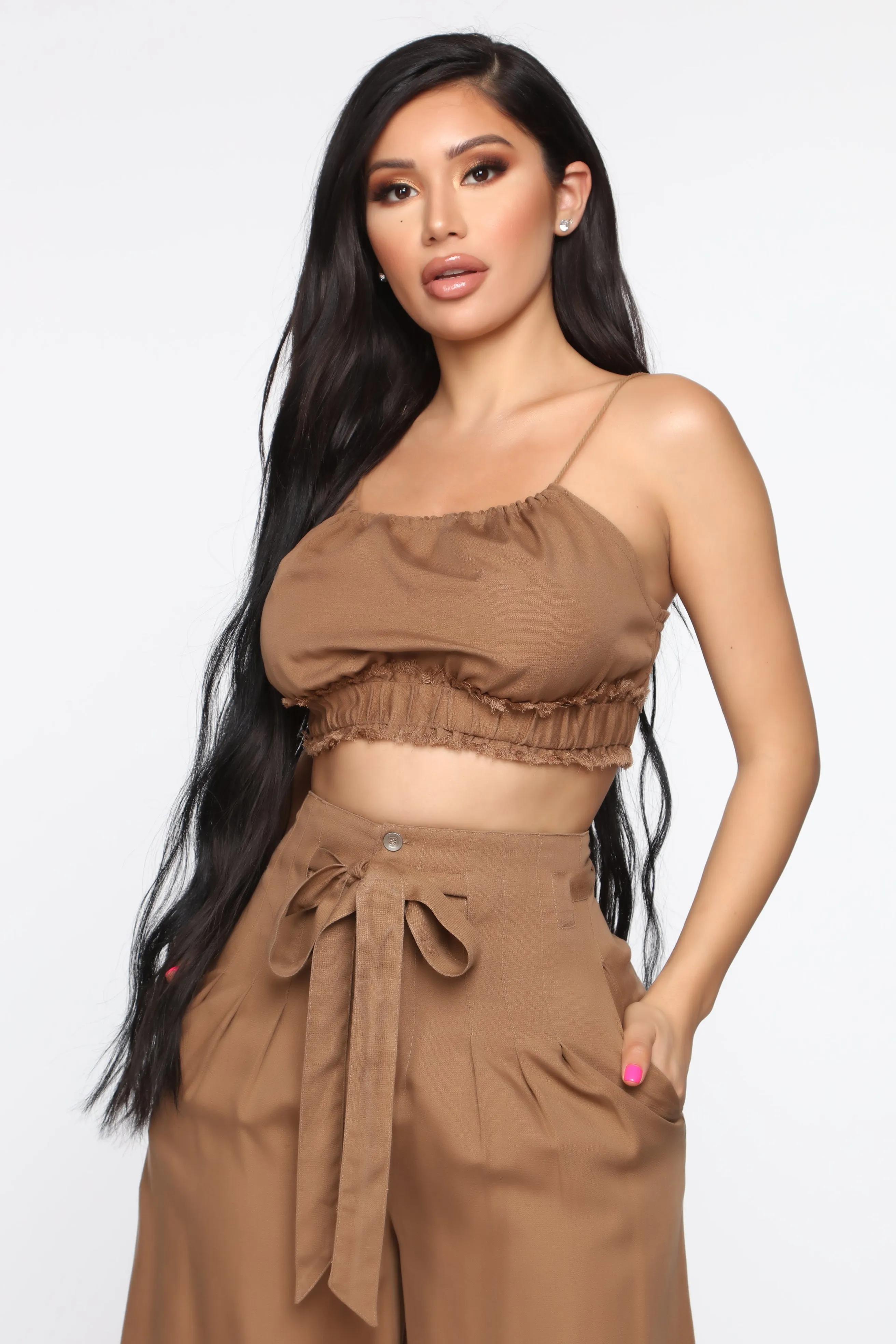 Amelie Palazzo Pant Set - Camel