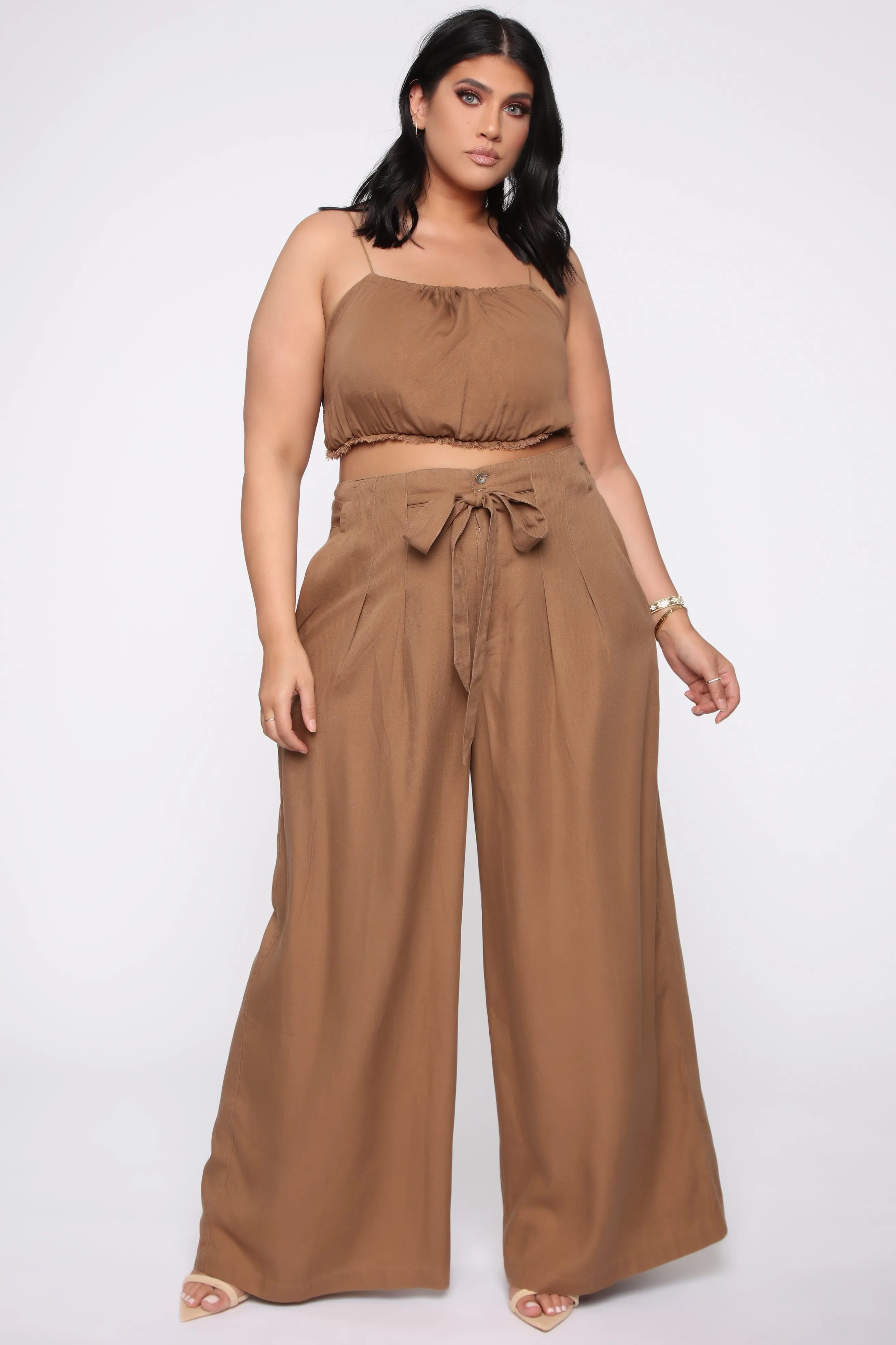 Amelie Palazzo Pant Set - Camel