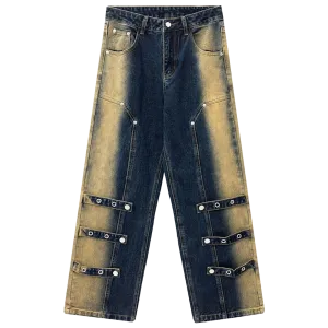 Architectural Acid Straight-Cut Denim Jeans