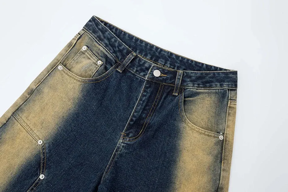 Architectural Acid Straight-Cut Denim Jeans