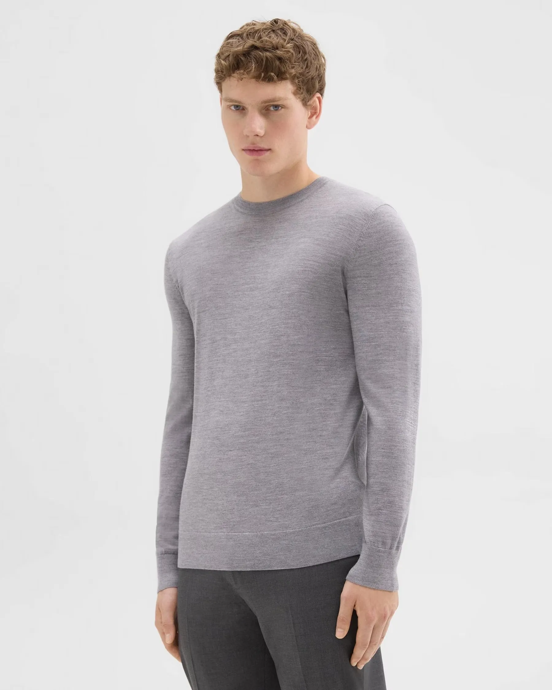 Crewneck Sweater in Regal Wool Cool Heather Grey