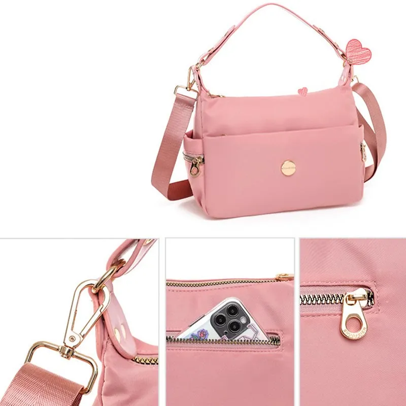 Crossbody Bag for Women Pink Lightweight Multi-Pocket Casual Shopping Handbag
