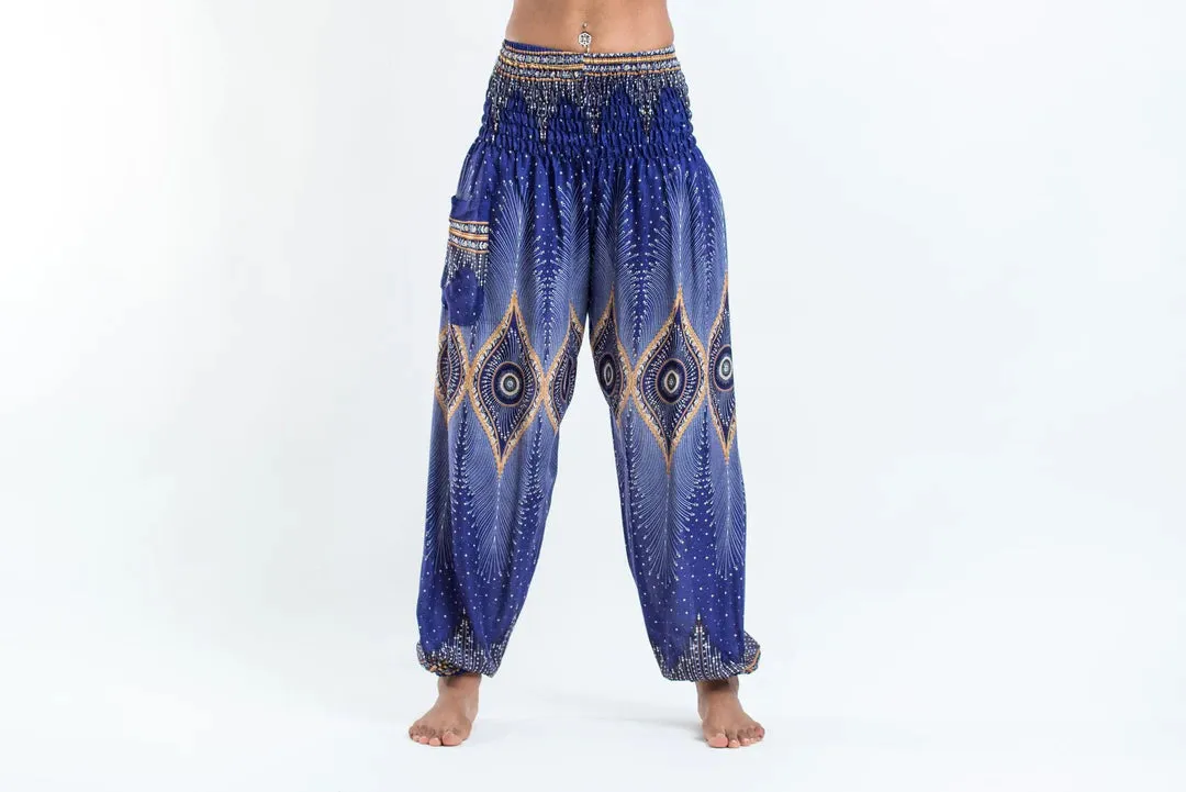 Diamond Blue Peacock Unisex Harem Pants, Thailand