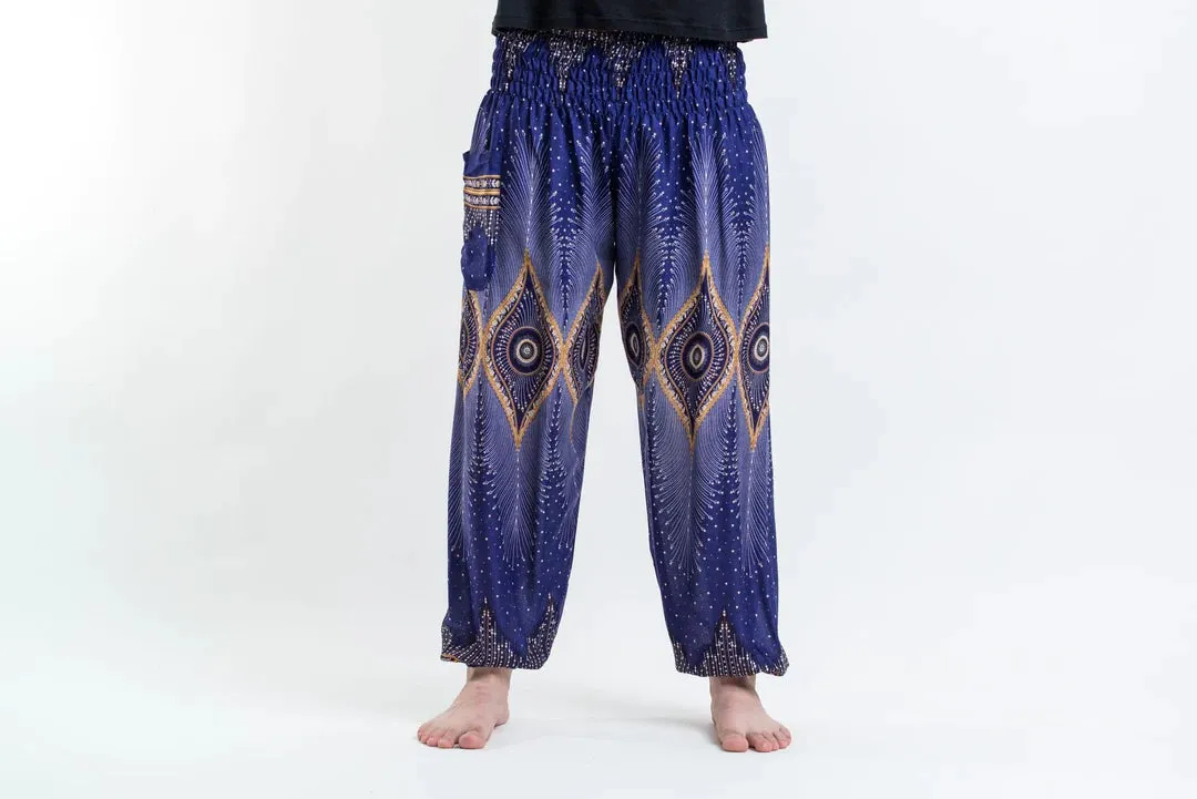 Diamond Blue Peacock Unisex Harem Pants, Thailand