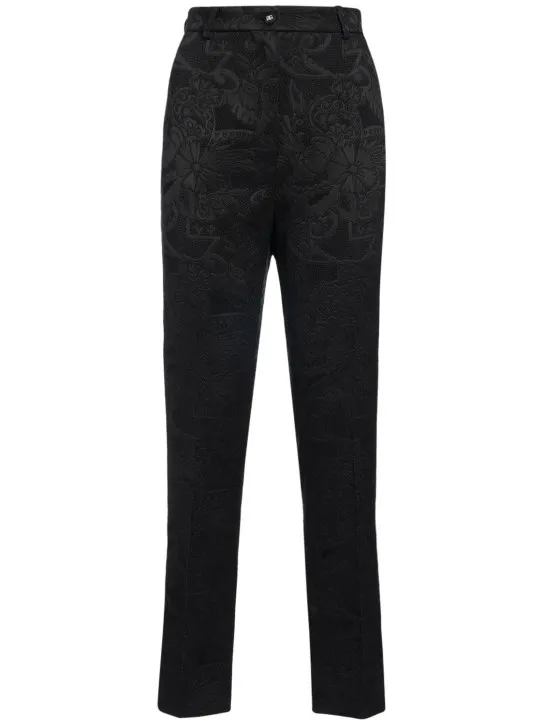 Dolce&amp;Gabbana   High rise jacquard straight pants 