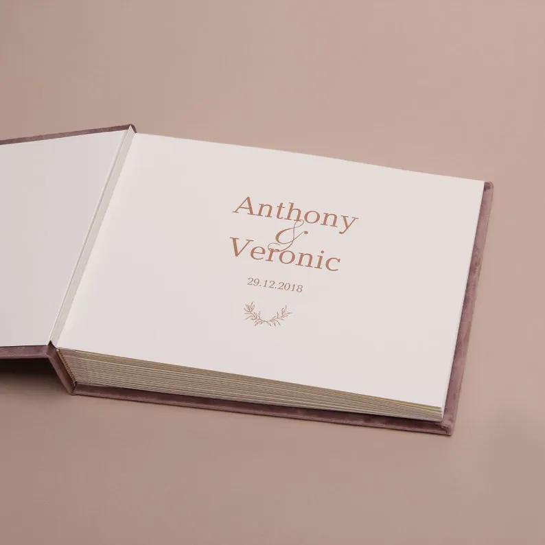 Dusty Plum Velour   Real Gold | Guest Book