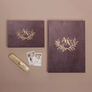 Dusty Plum Velour   Real Gold | Guest Book