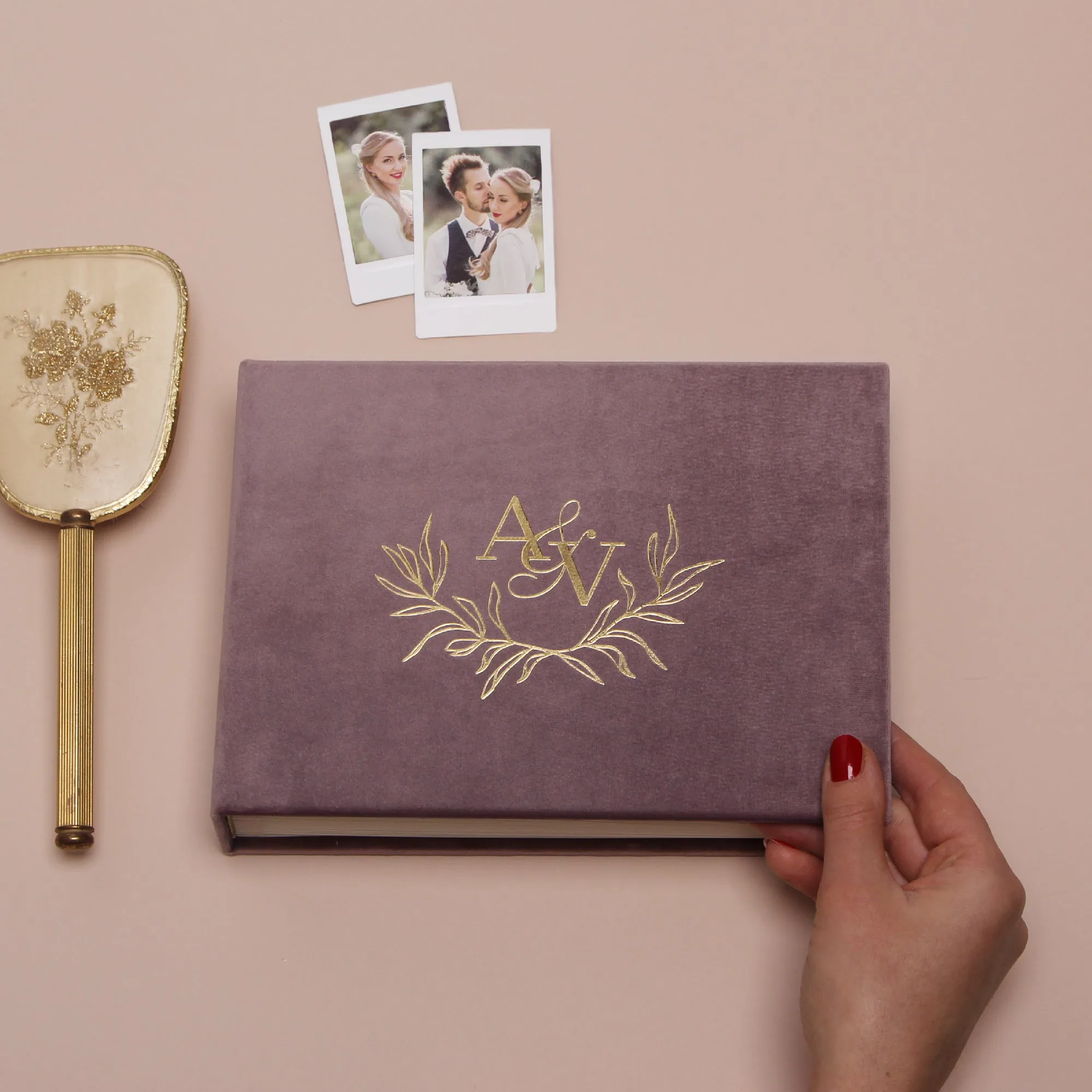 Dusty Plum Velour   Real Gold | Guest Book