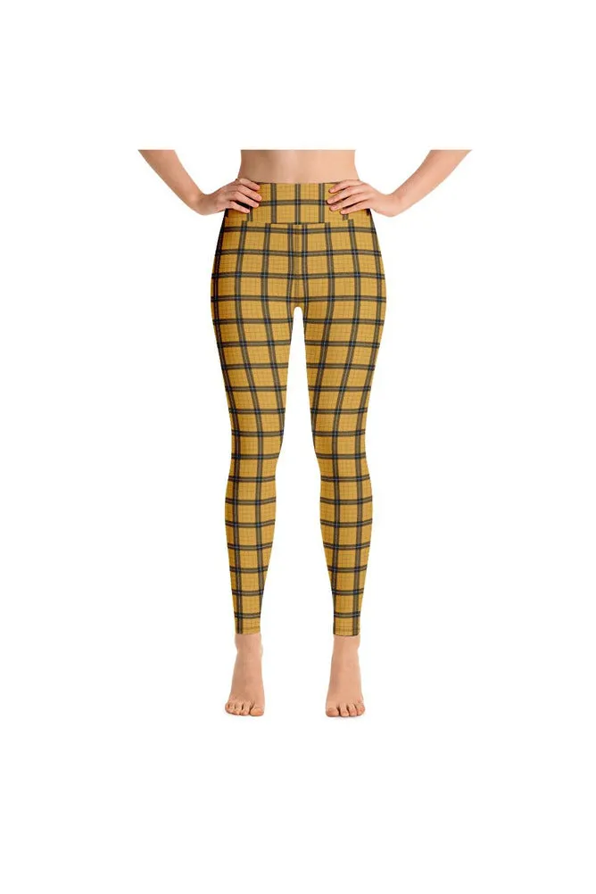 Gold Plaid Yoga Leggings