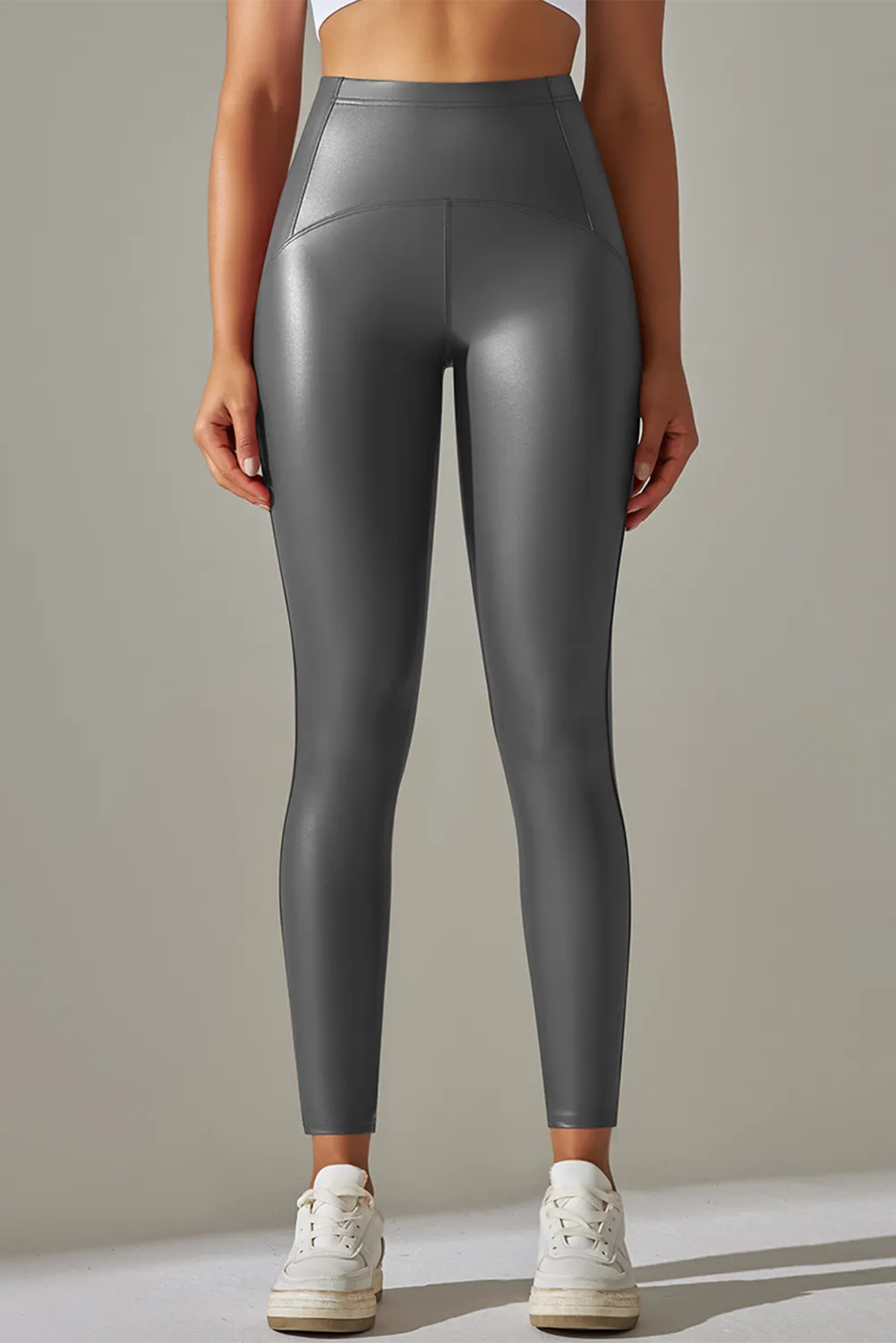 High Waist Pu High Elastic Yoga Pants