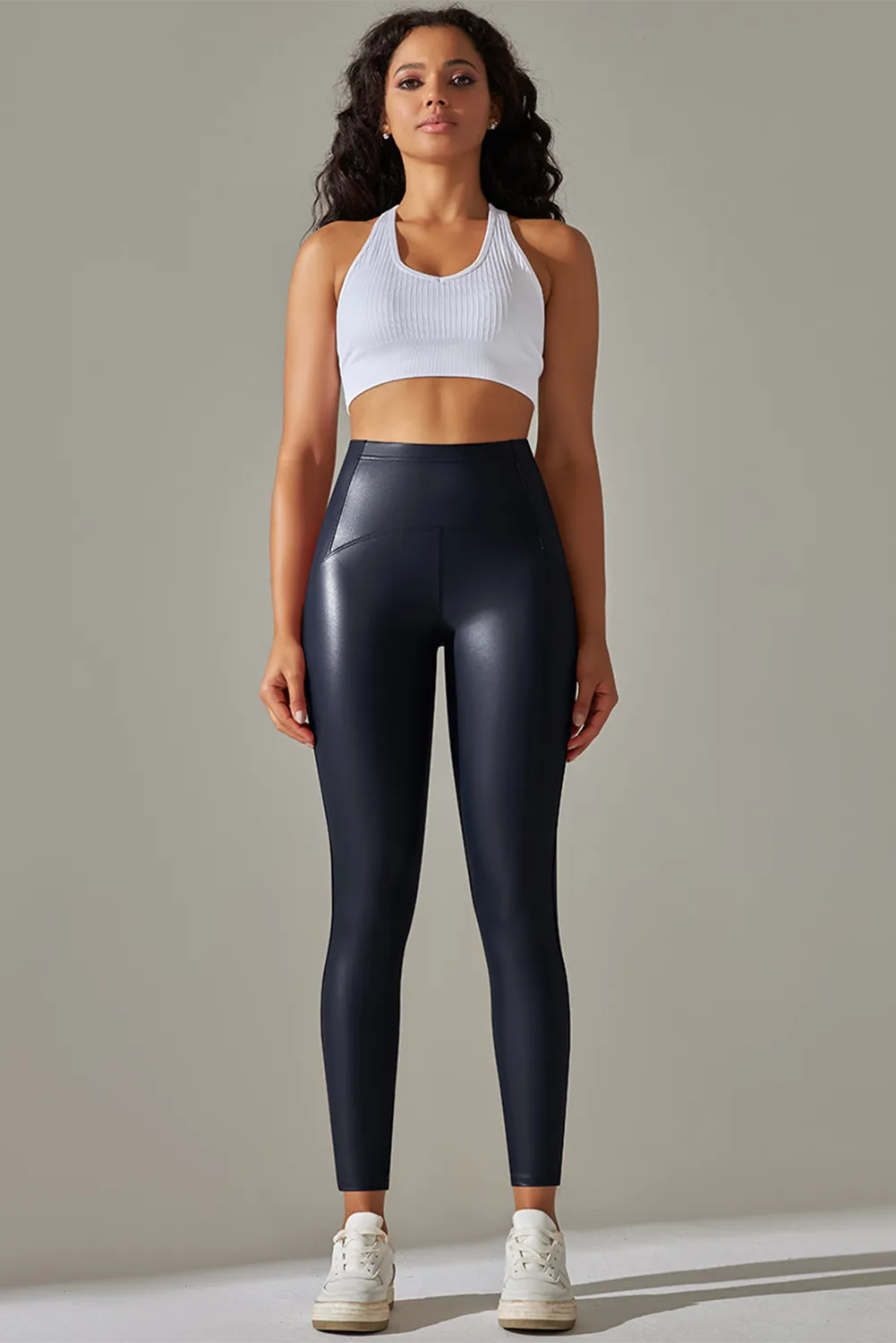 High Waist Pu High Elastic Yoga Pants