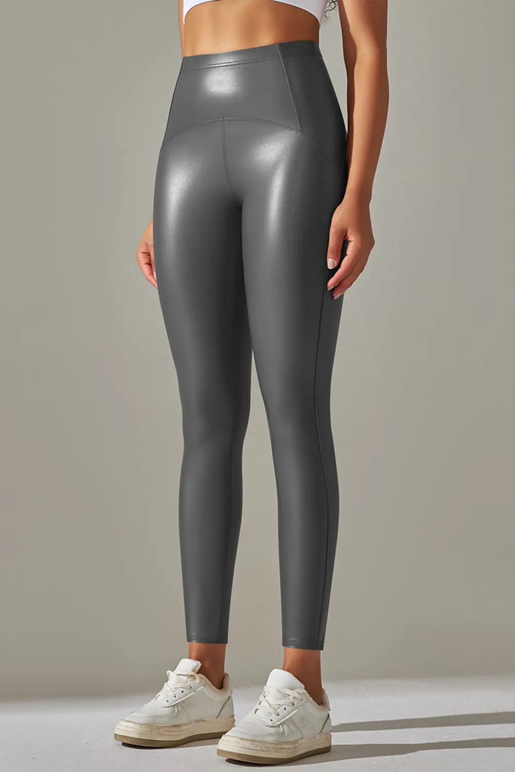 High Waist Pu High Elastic Yoga Pants