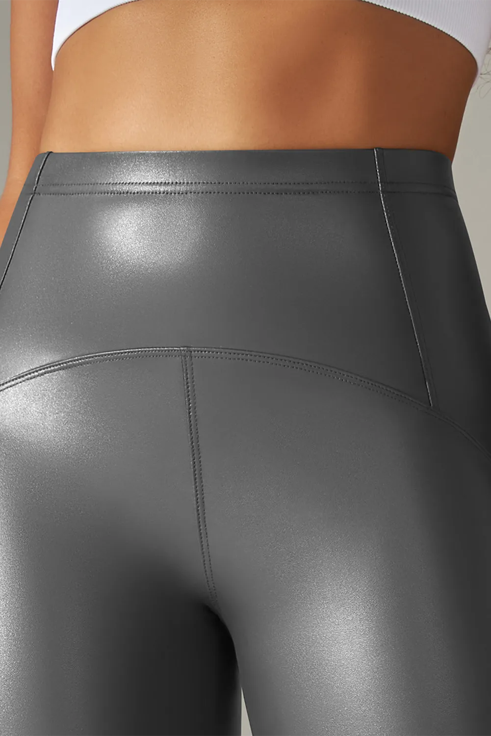 High Waist Pu High Elastic Yoga Pants