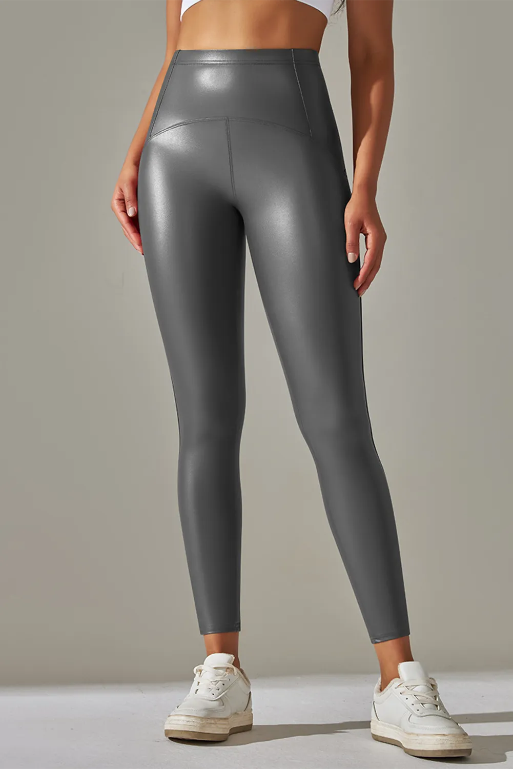 High Waist Pu High Elastic Yoga Pants