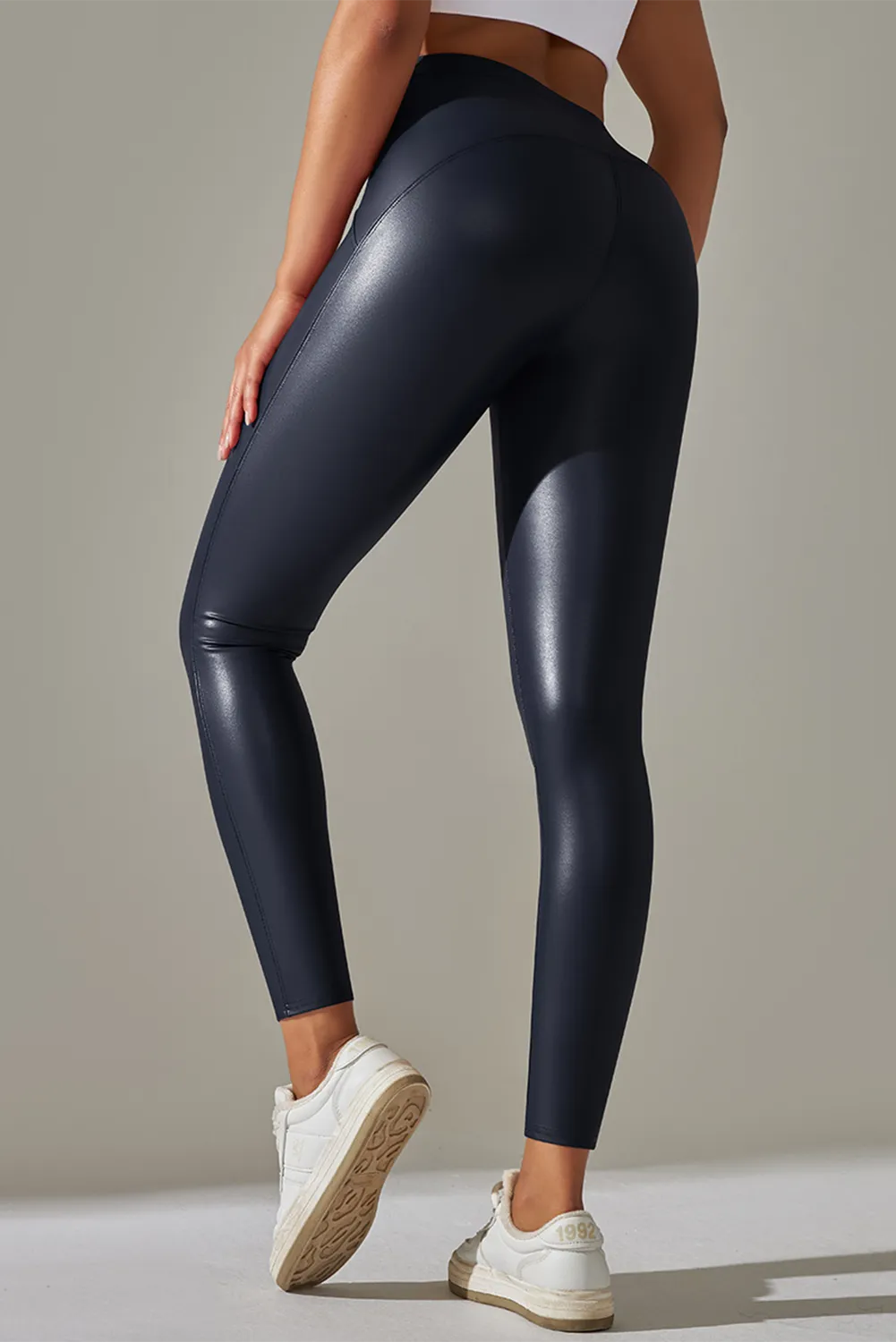 High Waist Pu High Elastic Yoga Pants