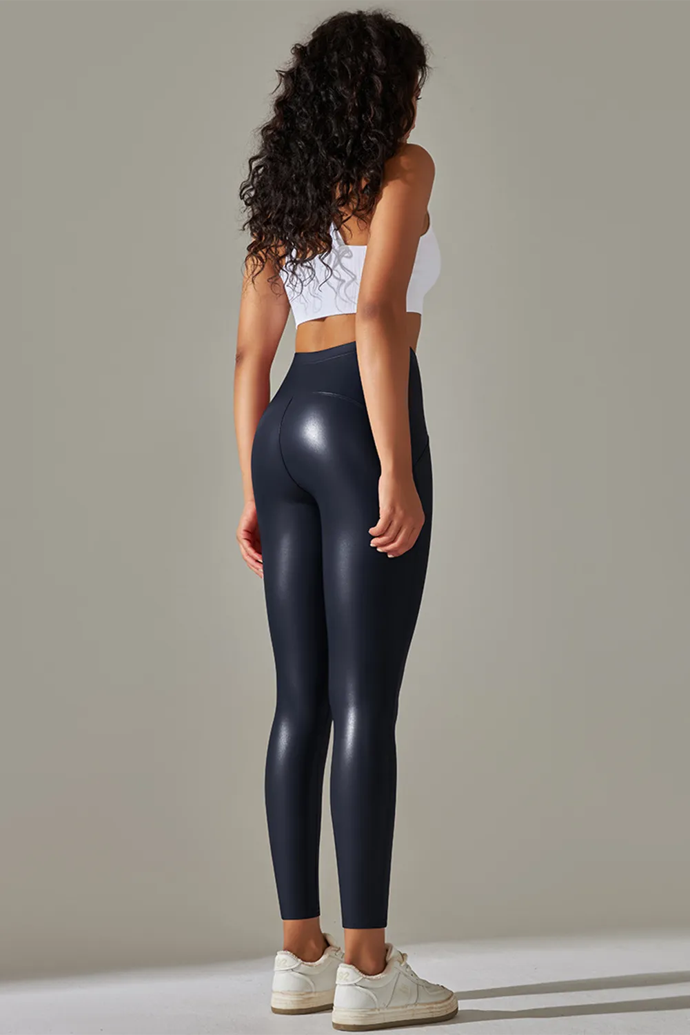 High Waist Pu High Elastic Yoga Pants