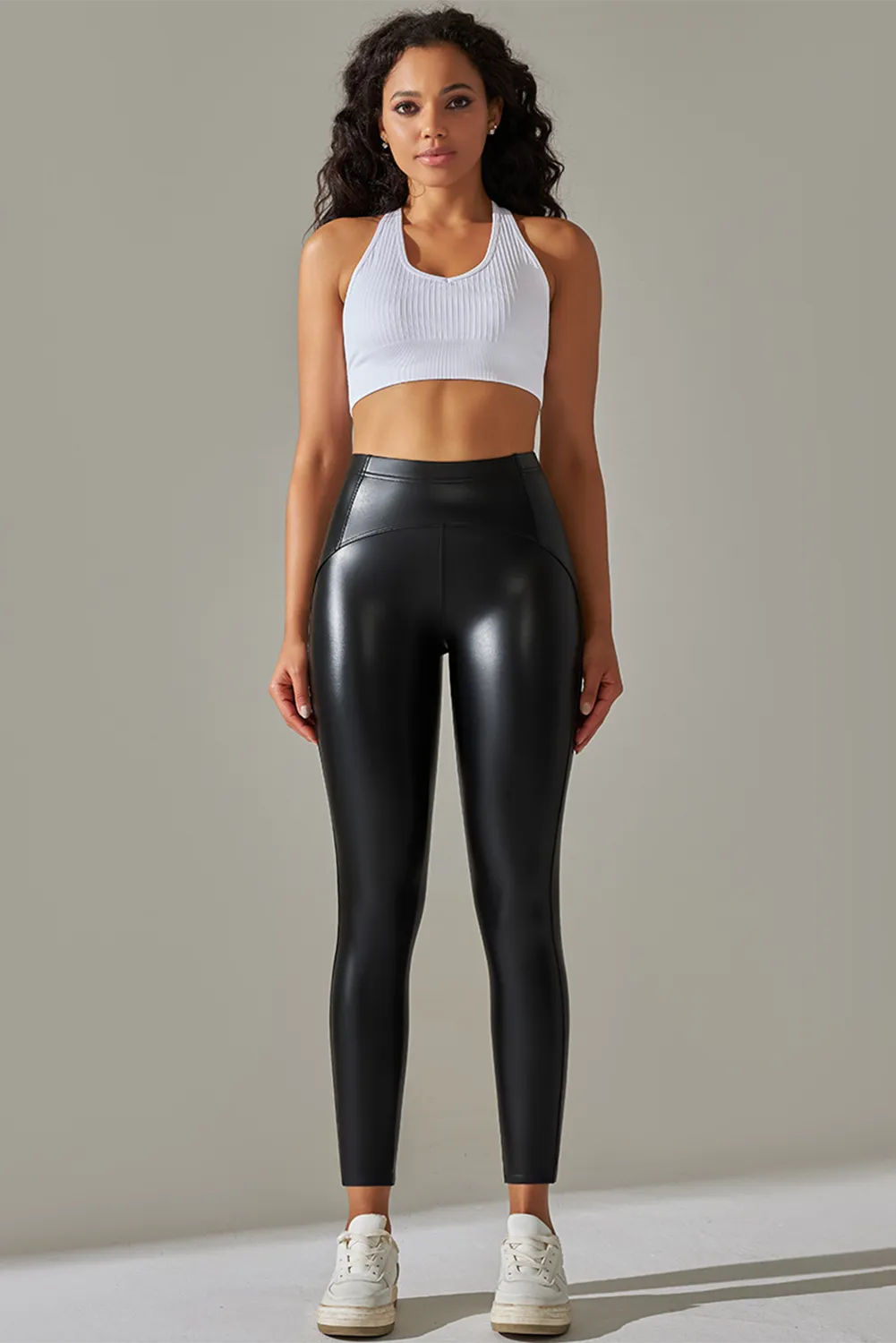 High Waist Pu High Elastic Yoga Pants