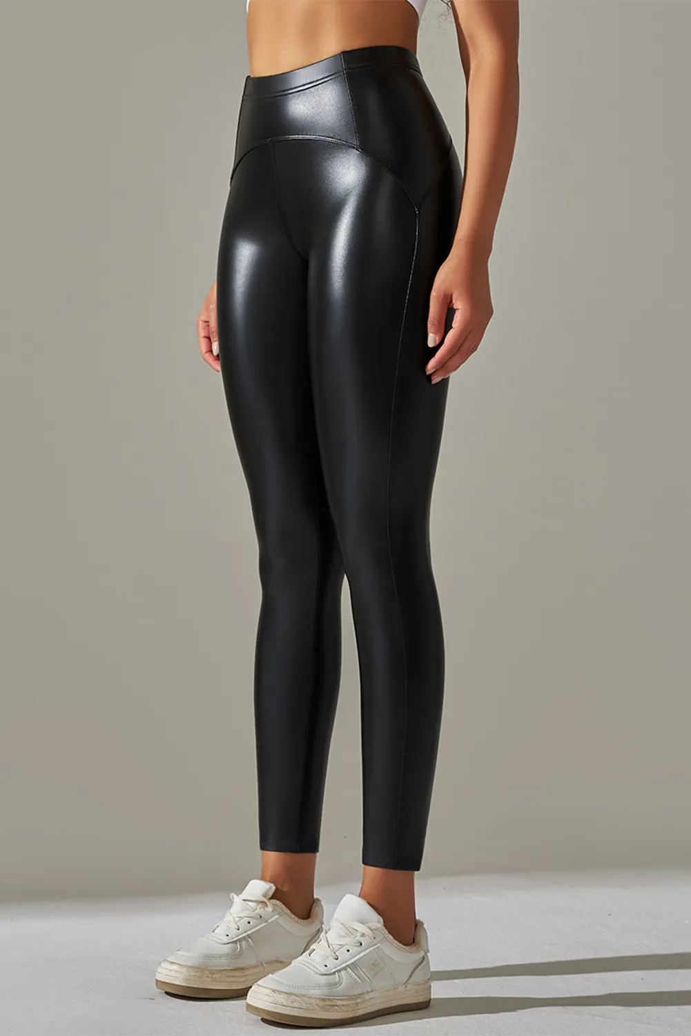 High Waist Pu High Elastic Yoga Pants