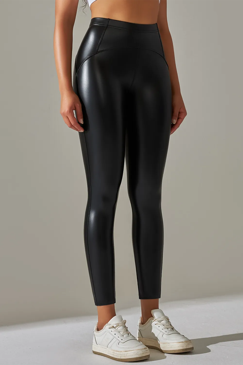 High Waist Pu High Elastic Yoga Pants