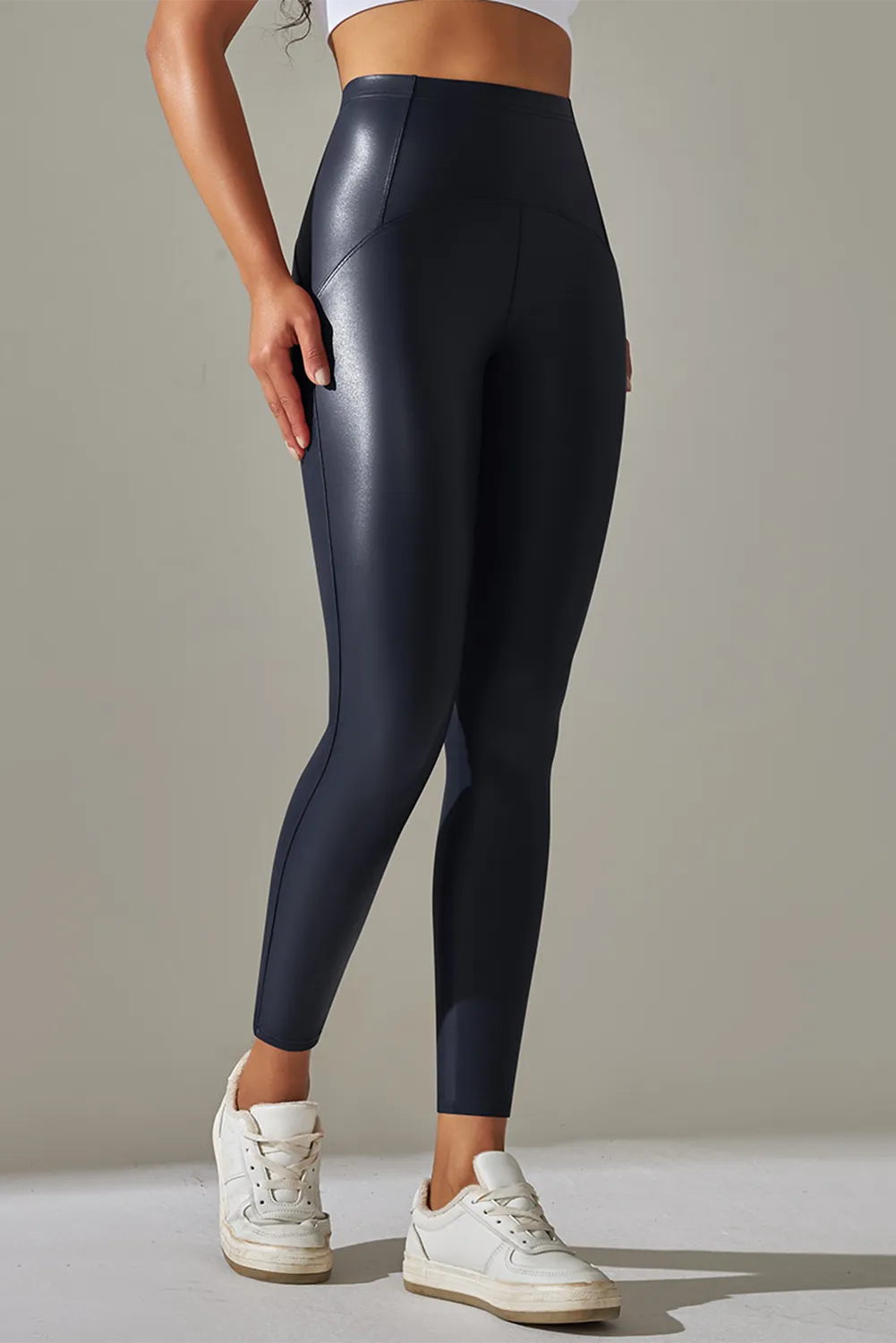 High Waist Pu High Elastic Yoga Pants