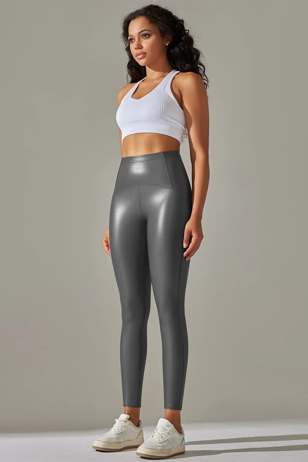 High Waist Pu High Elastic Yoga Pants