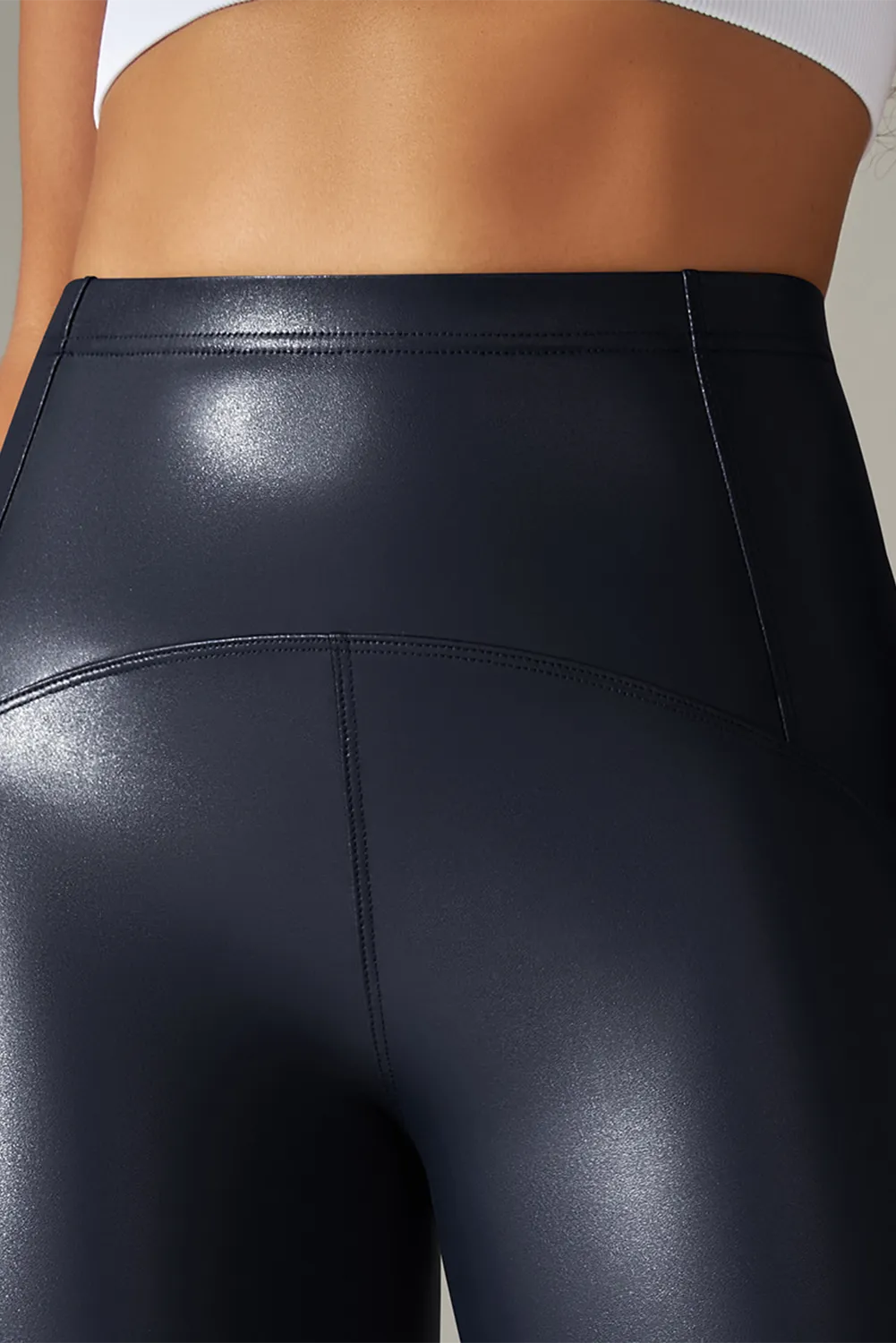 High Waist Pu High Elastic Yoga Pants
