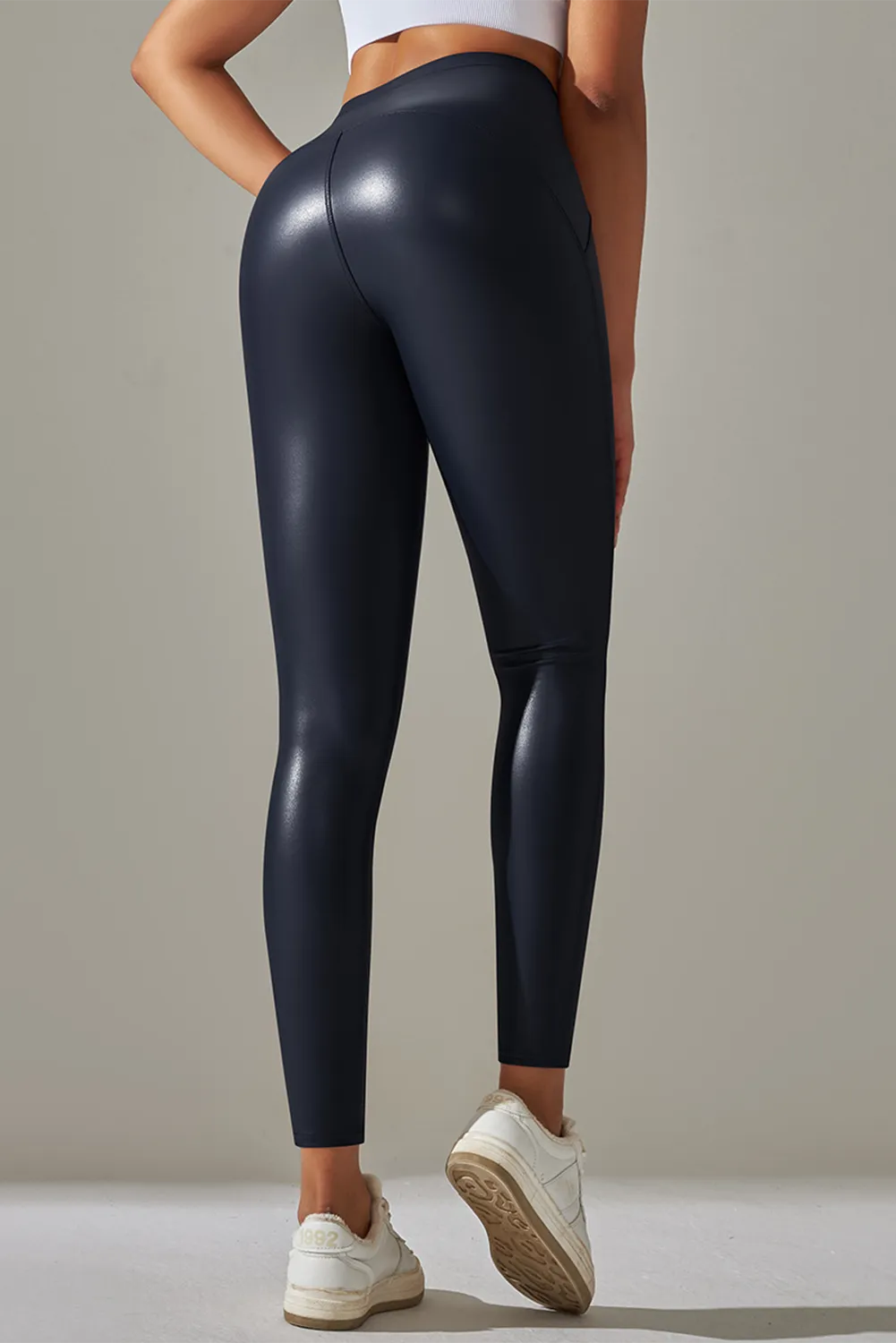 High Waist Pu High Elastic Yoga Pants