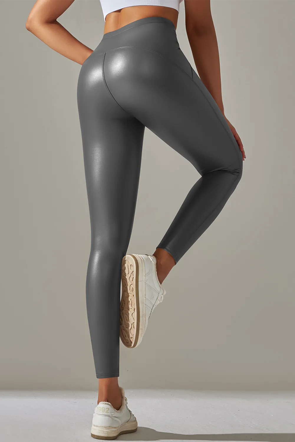 High Waist Pu High Elastic Yoga Pants