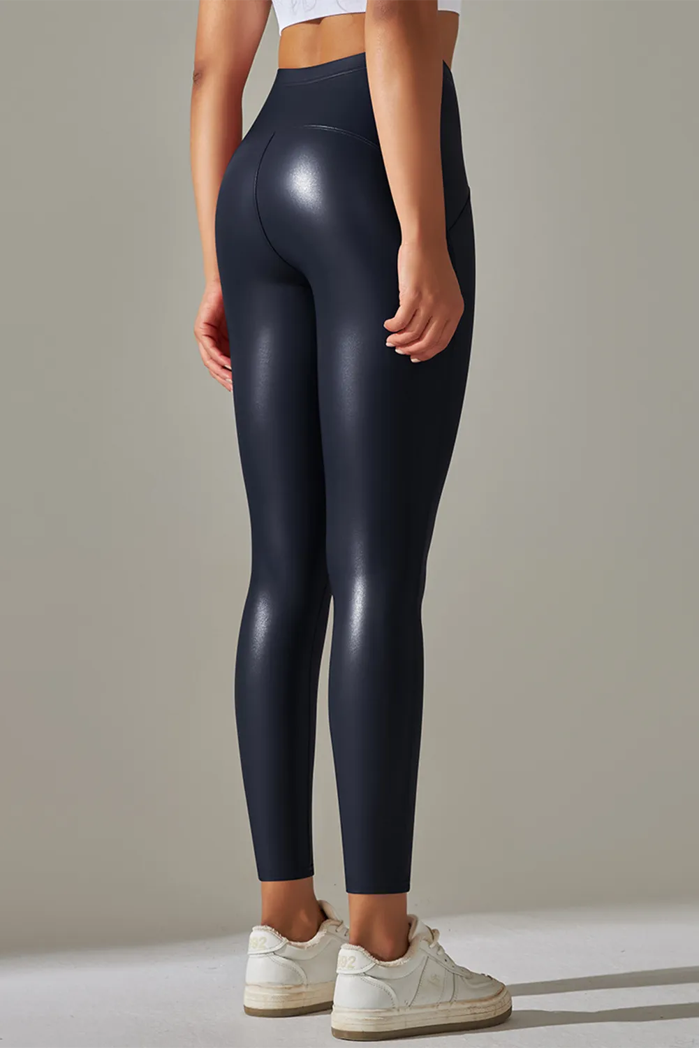 High Waist Pu High Elastic Yoga Pants