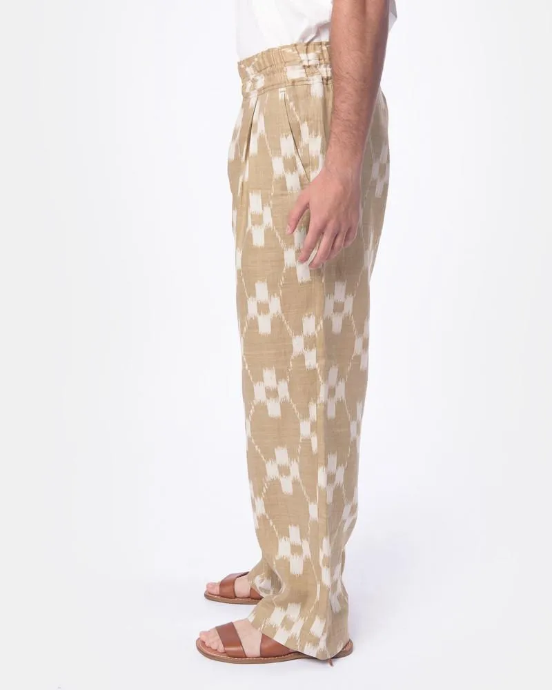 Ikat Drawstring Pants in Sand