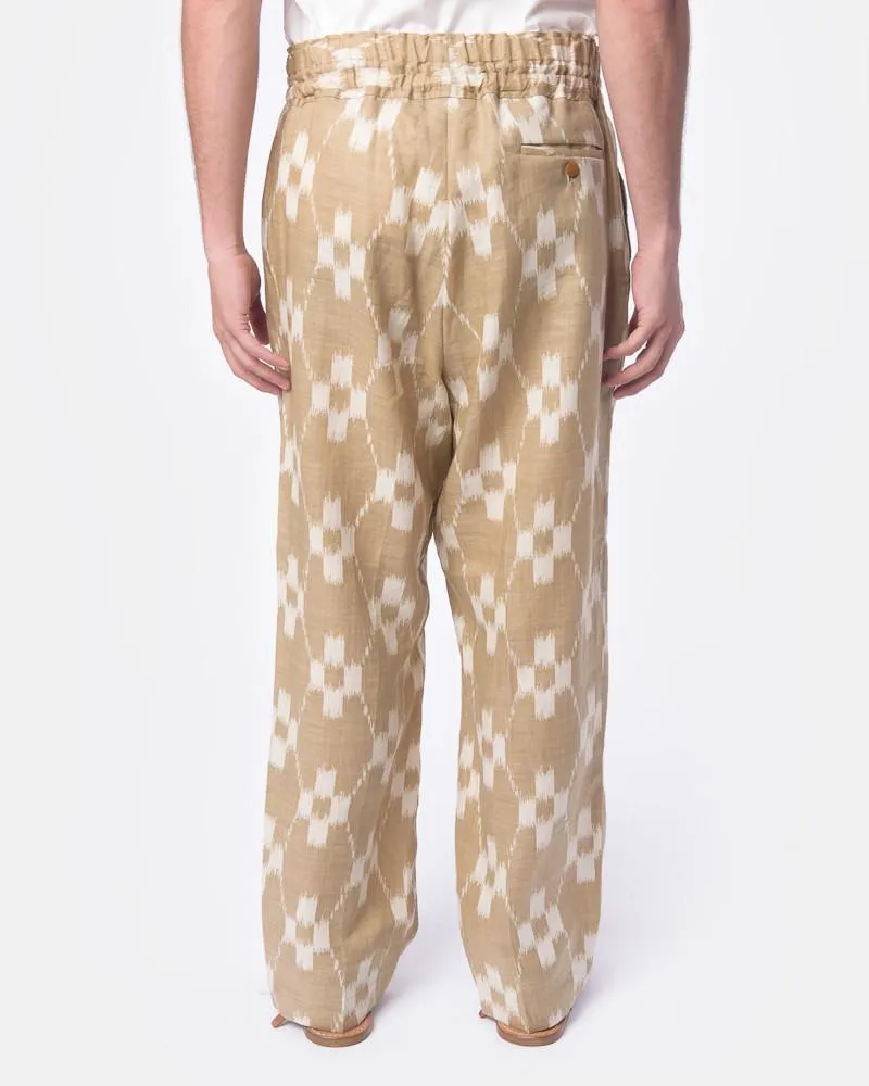 Ikat Drawstring Pants in Sand