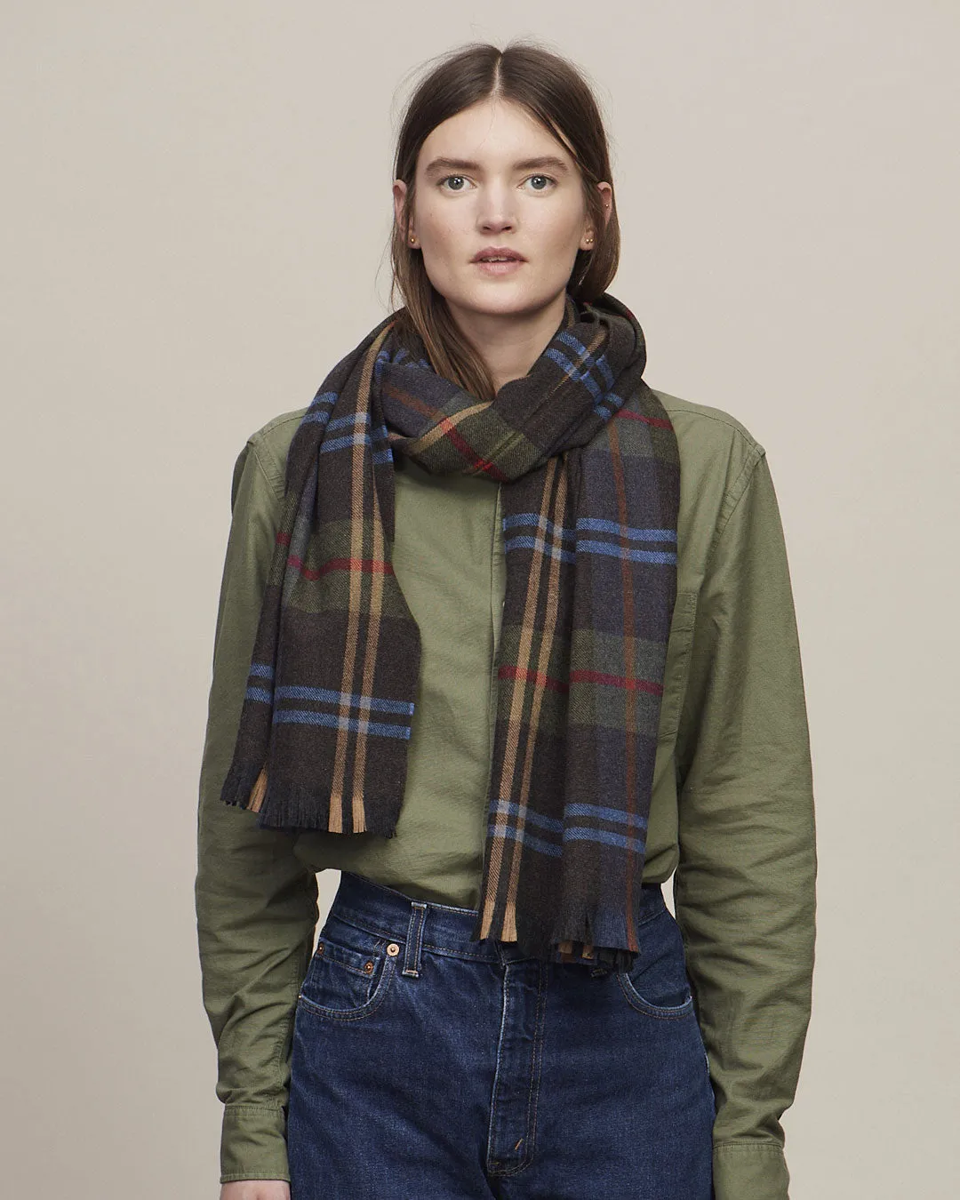 Joshua Ellis Lightweight Tweed Scarf Dark Grey
