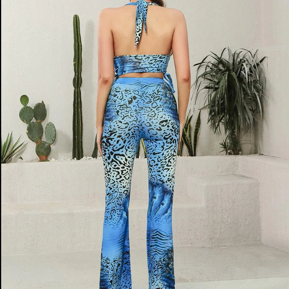 KittenAlarm - Lizzy Halter Bralette Top & High Waist Pants Set