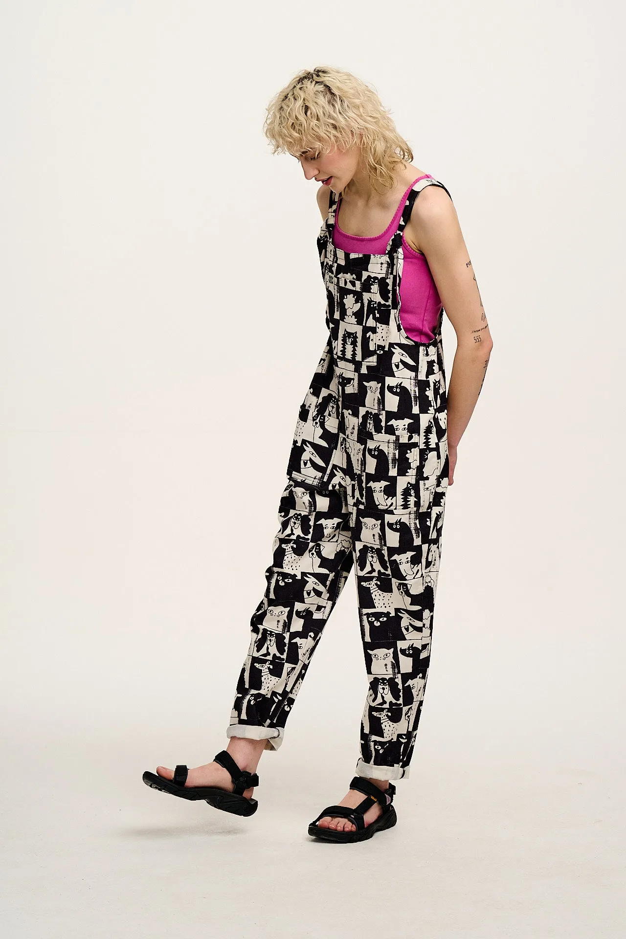 L.E. Original - Twill Dungarees in Artist Print by Enikö Eged