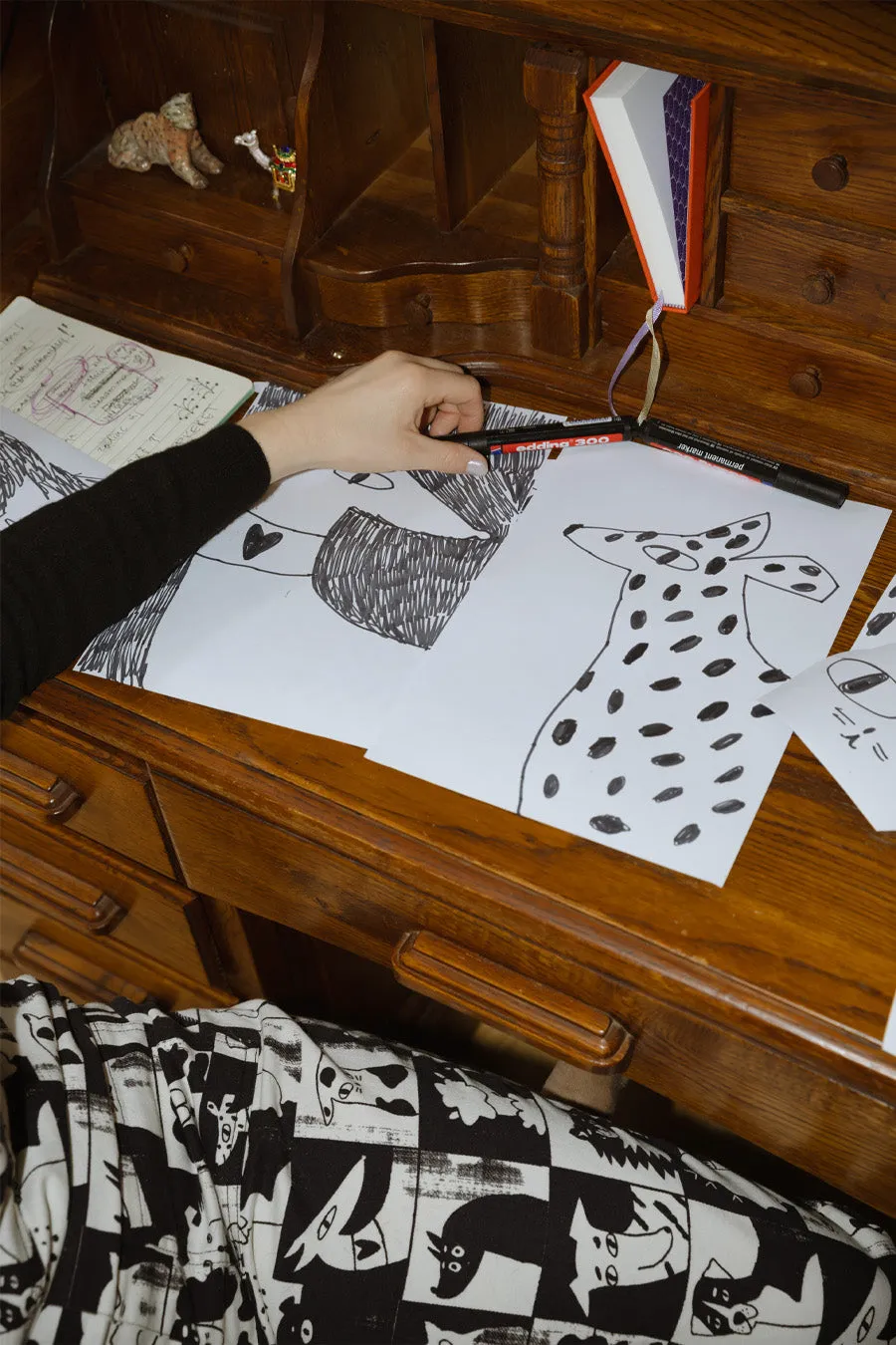 L.E. Original - Twill Dungarees in Artist Print by Enikö Eged