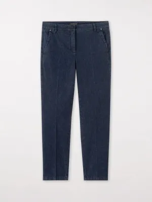 Luisa Cerano Slim Tailored Denim Trousers Blue