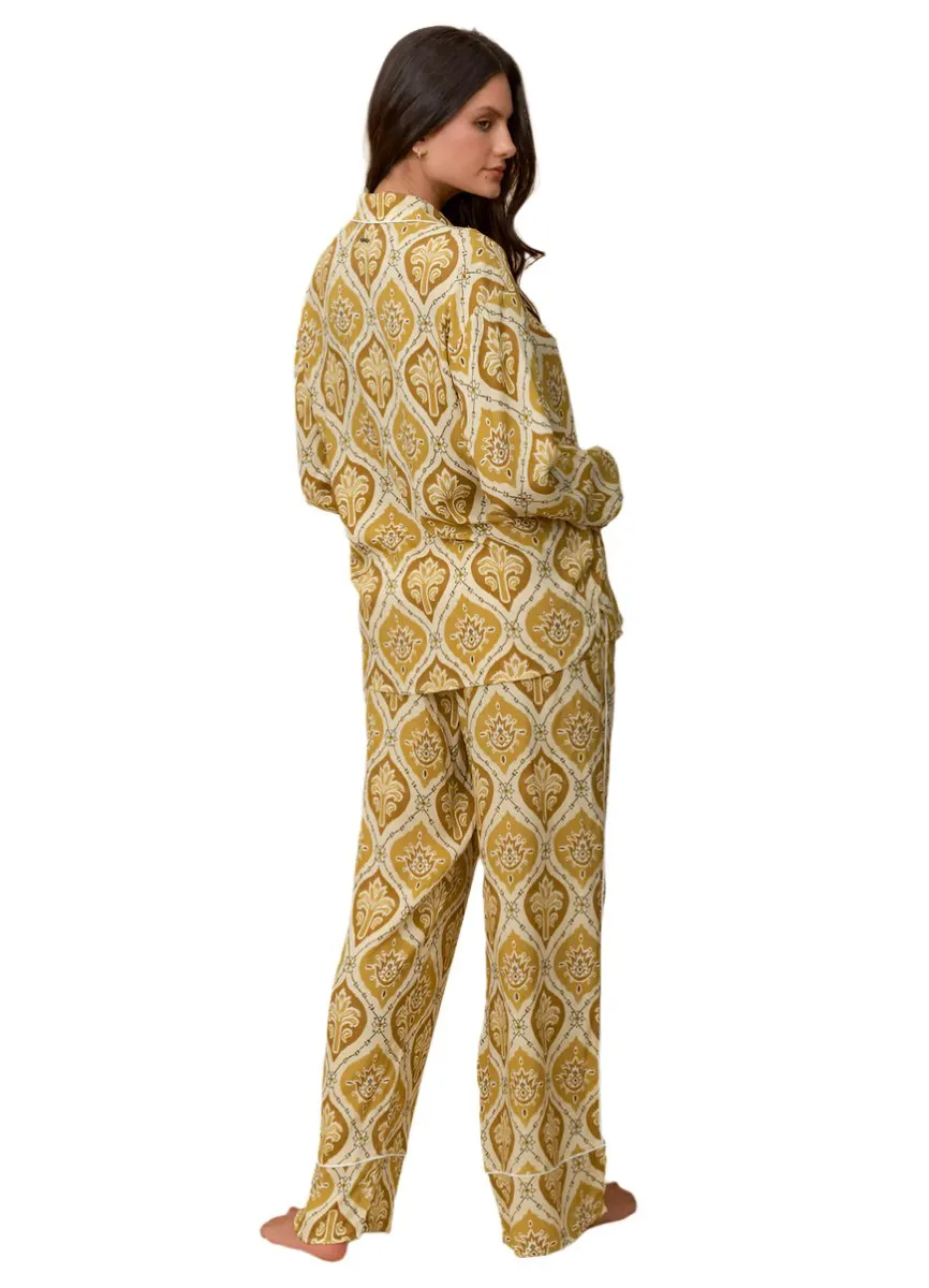 Maaji Khaki Palms Dandelion Long Sleeve Pant Set