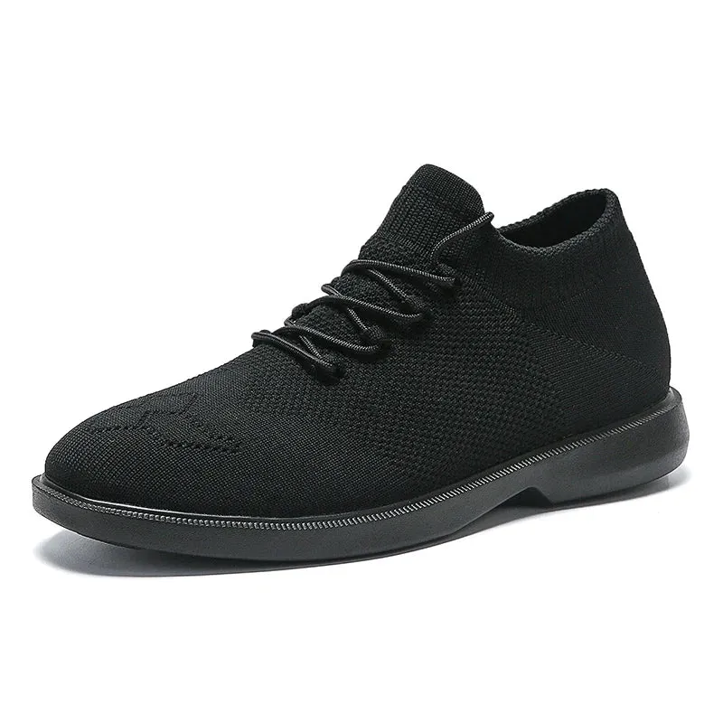 Men's Breathable Elastic Upper Black Sneakers Shoes
