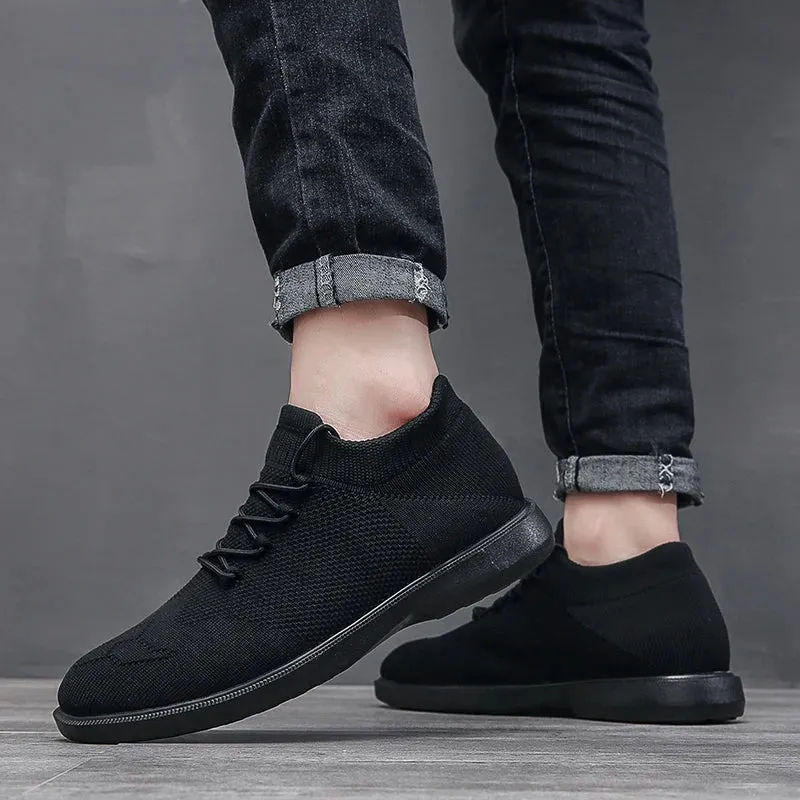 Men's Breathable Elastic Upper Black Sneakers Shoes