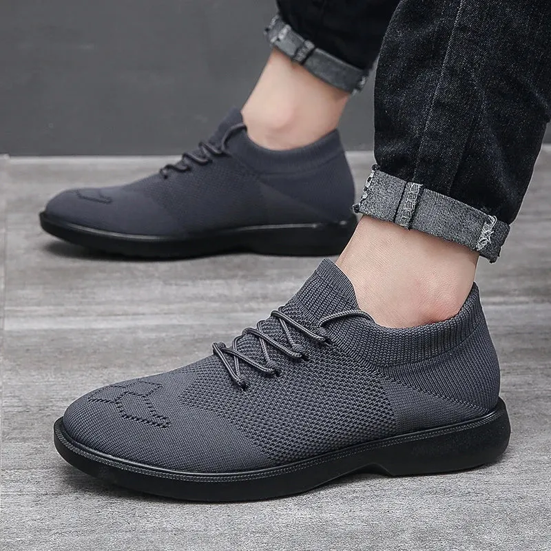 Men's Breathable Elastic Upper Black Sneakers Shoes