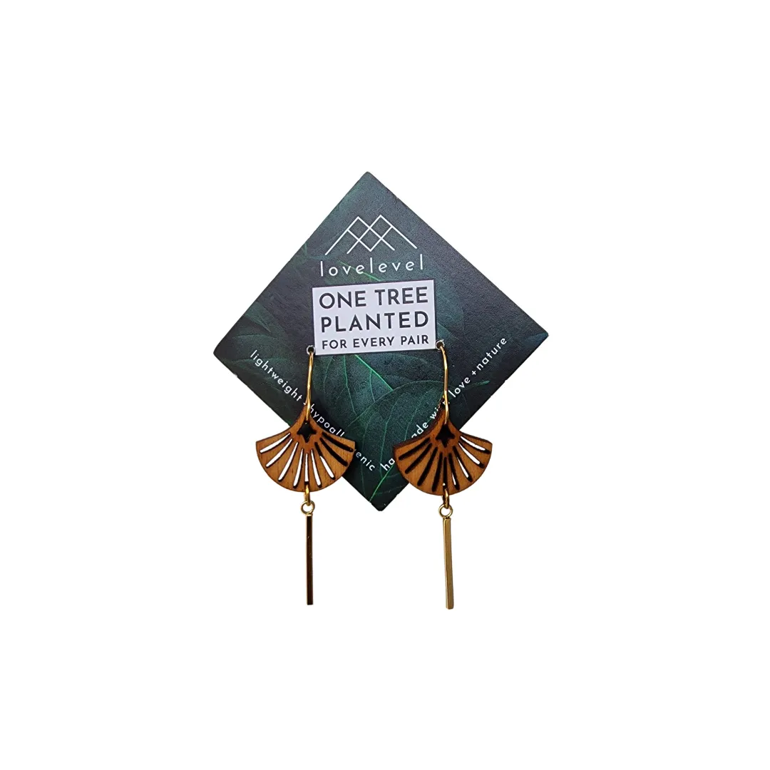 Natural Wood Earrings | FAN DROP
